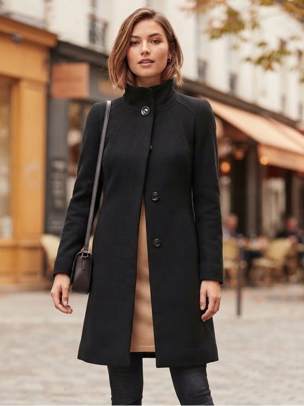 Cinzia Rocca Women’s 2 Black Fleece Wool Cashmere Pea Coat